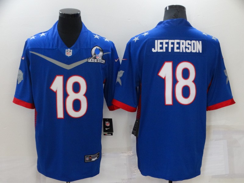 Men Minnesota Vikings 18 Jefferson Blue Nike 2022 All star Pro bowl Limited NFL Jersey